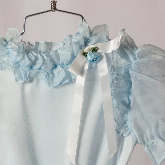 80s YSL Baby Blue Polka-Dot Cinderella Kid's Dress